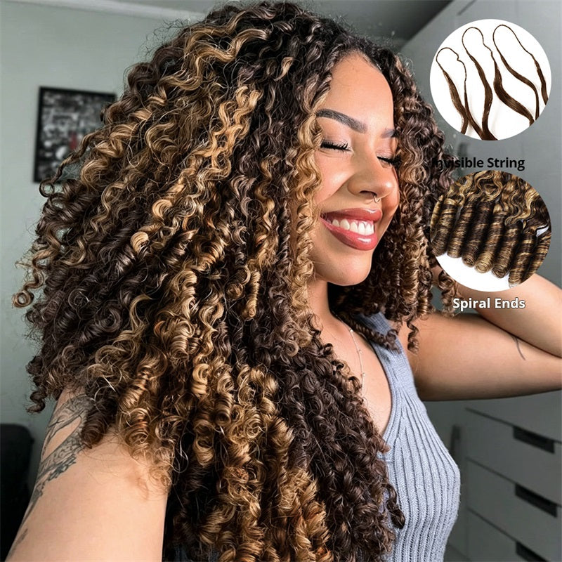 Highlight P4/27 Burmese Curly Feather Crochet Human Hair for Braiding Pre-Separated 100% Virgin Human Hair - AlloveHair