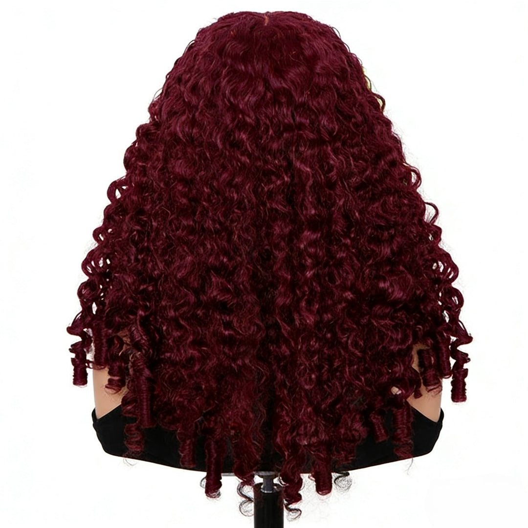 30 Inch Burmese Curly Hair Wear Go Glueless Wig 99J Burgundy Color Pre Cut 7x6/13x6  Lace Front Wig - AlloveHair