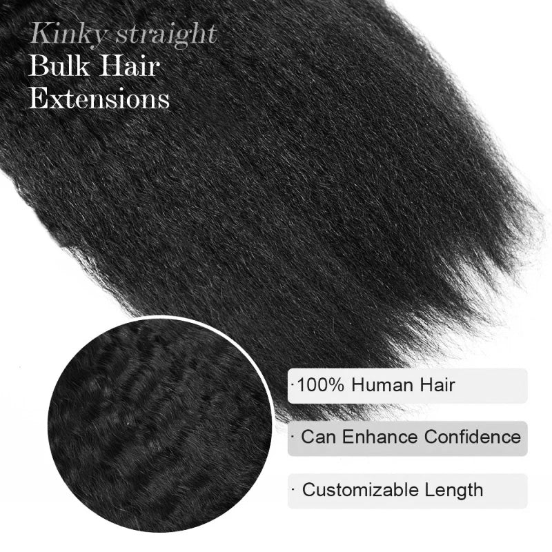 Allove Hair Kinky Straight Bulk Hair Extensions For Boho Knotless Braiding - AlloveHair