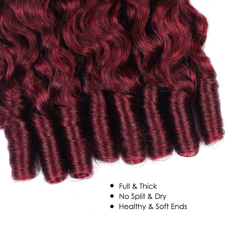 [Ship in 12Hours] Allove 99J Burgundy Color Burmese Curly Hair Bundles 12A Raw Virgin Human Hair Weave - AlloveHair