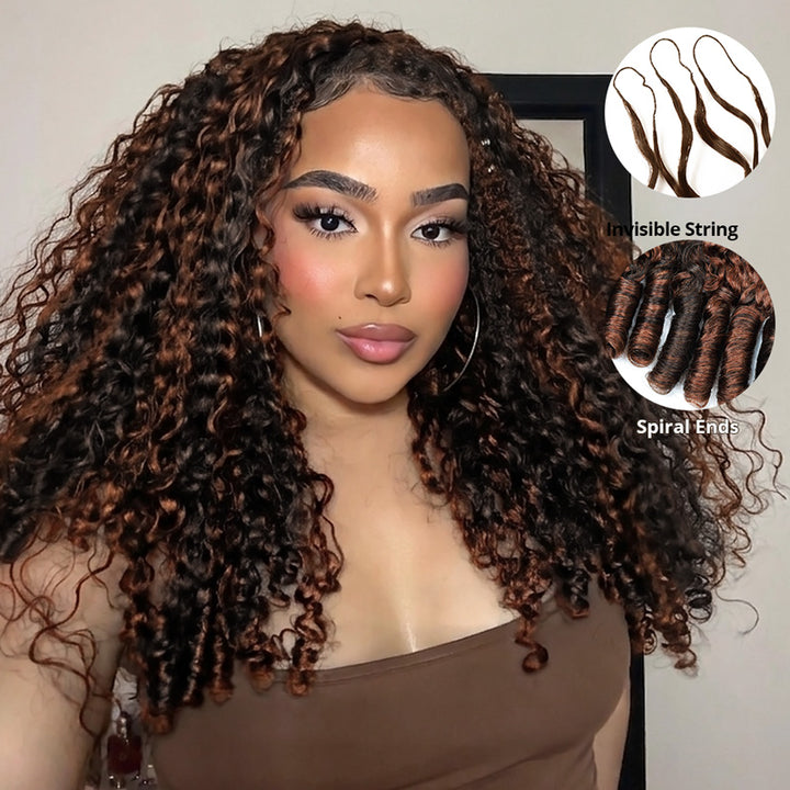 P4/30 Highlight Brown Burmese Curly Crochet Human Hair Pre-Separated 50g/Pack - AlloveHair