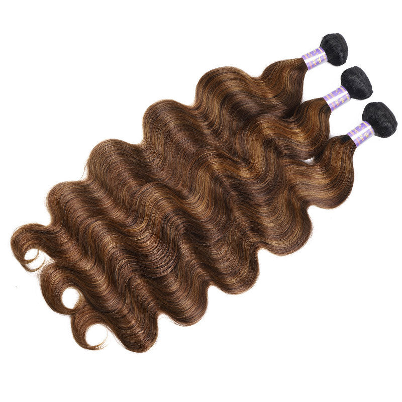 [Ship From US] Allove Hair #FB30 Brown Balayage Highlight Body Wave Human Raw Hair Bundles - AlloveHair