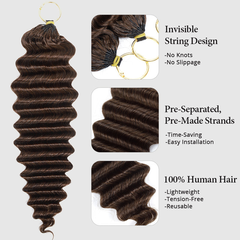 #4 Dark Brown Premium Deep Wave Crochet Human Hair Soft Defined Curls Easy Install - AlloveHair