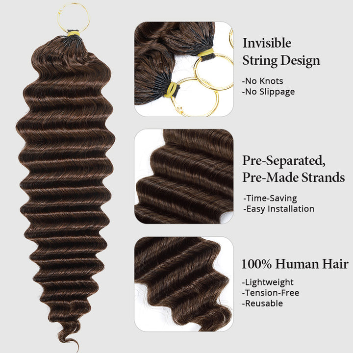 #4 Dark Brown Premium Deep Wave Crochet Human Hair Soft Defined Curls Easy Install - AlloveHair