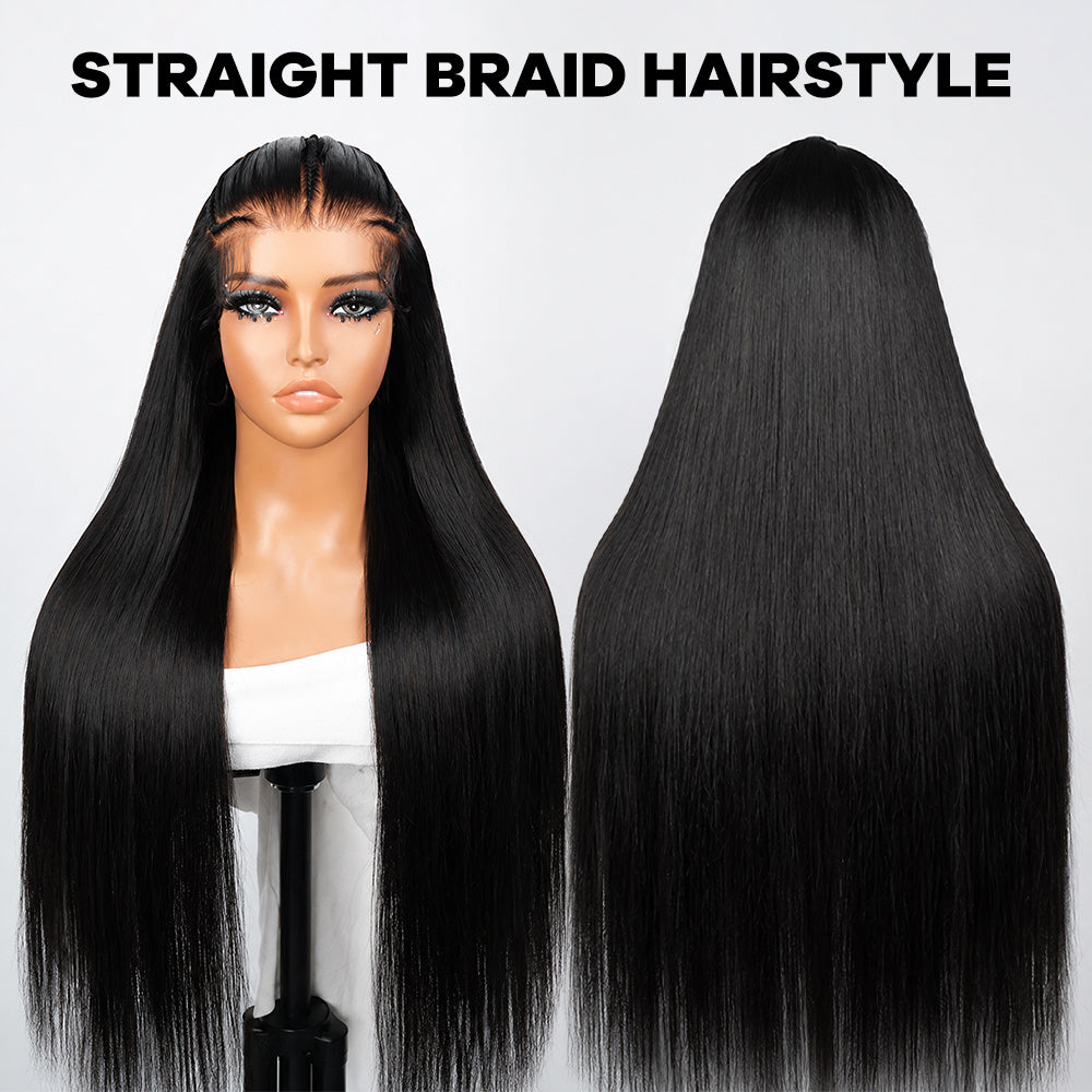 Pre-Everything Glueless 13x4 13x6 HD Lace Frontal Wig Free Parting Pre Braided Straight Hairstyle Ready to Go Wigs - AlloveHair