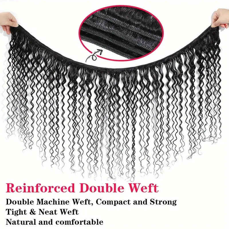 Malaysian Kinky Curly Virgin Human Hair 3 Bundles with 4*4 Lace Closure - AlloveHair