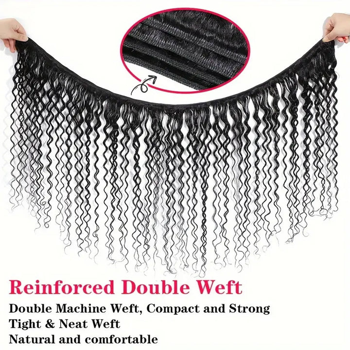 Malaysian Kinky Curly Virgin Human Hair 3 Bundles with 4*4 Lace Closure - AlloveHair
