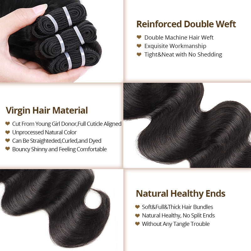 [New Trend] 1B/4 Brown Bundles Body Wave Peekaboo Highlight Style 100% Brazilian Virgin Human Hair - AlloveHair