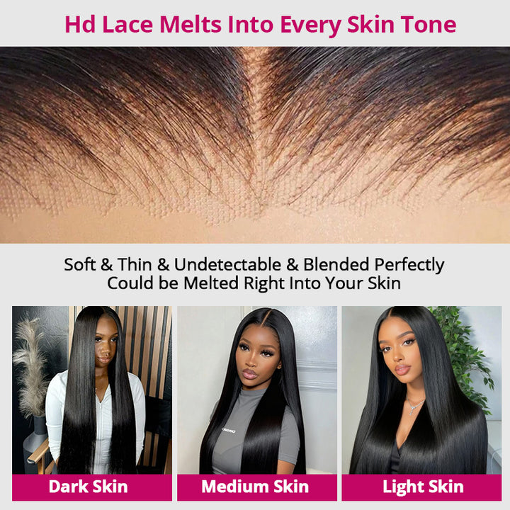 300% Density Silky Straight Ear-to-Ear 13x4 HD Full Lace Front Wig 100% Glueless All-Day Comfort Wig - AlloveHair