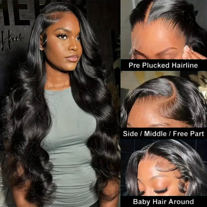 [30'' = $165.99 - No Code Needed] 13x6 Body Wave HD Lace Front Virgin Human Hair Wig 180% Density - AlloveHair