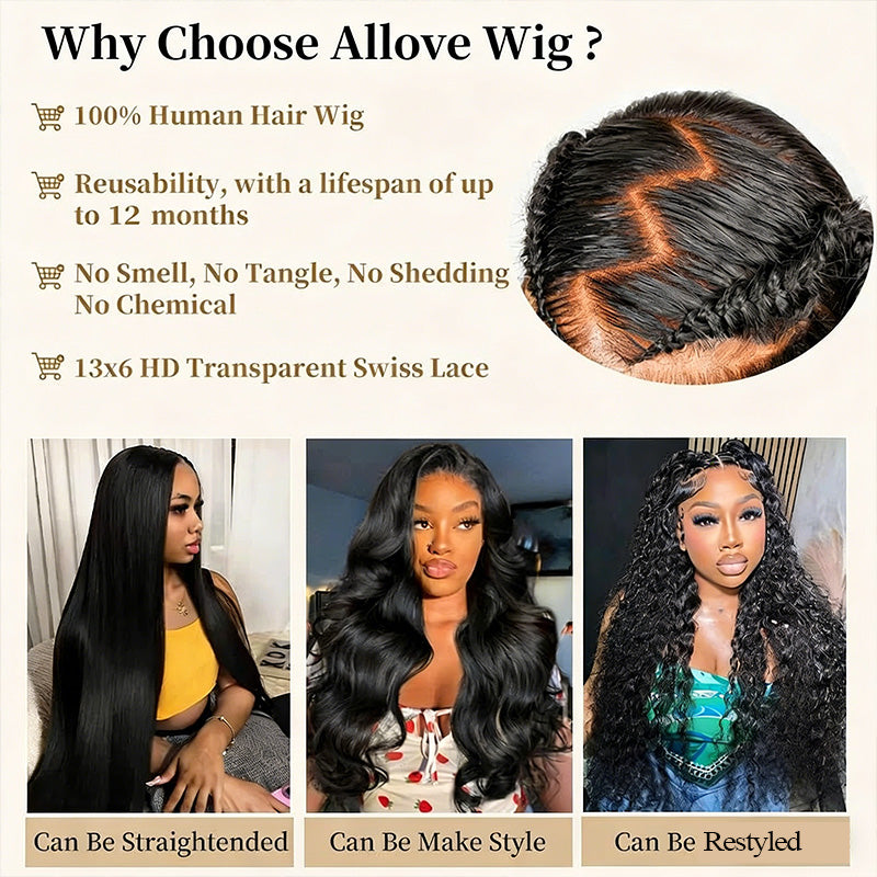 250% Density Body Wave 13x6 Lace Front Wig 30 Inch Pre Plucked Ready To Wear Glueless Wigs - AlloveHair