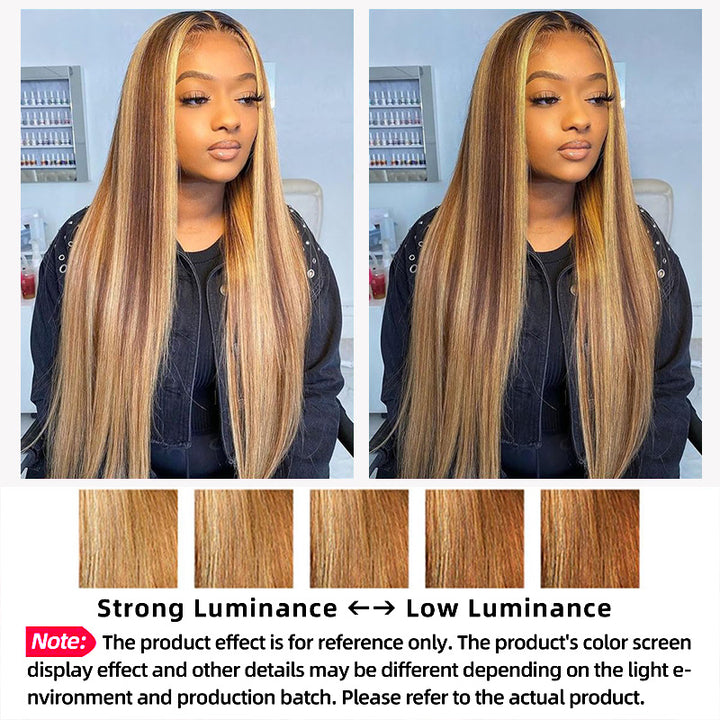 Highlights Piano Color #4/27 Straight And Body Wave 5*5 Glueless Ready To Go Wig 200% Density Thick Hair - AlloveHair