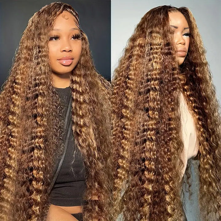 Bleached Knots Ready To Wear Wig | Highlight Deep Wave 13*4 HD Lace Front Wigs Honey Blonde Color - AlloveHair