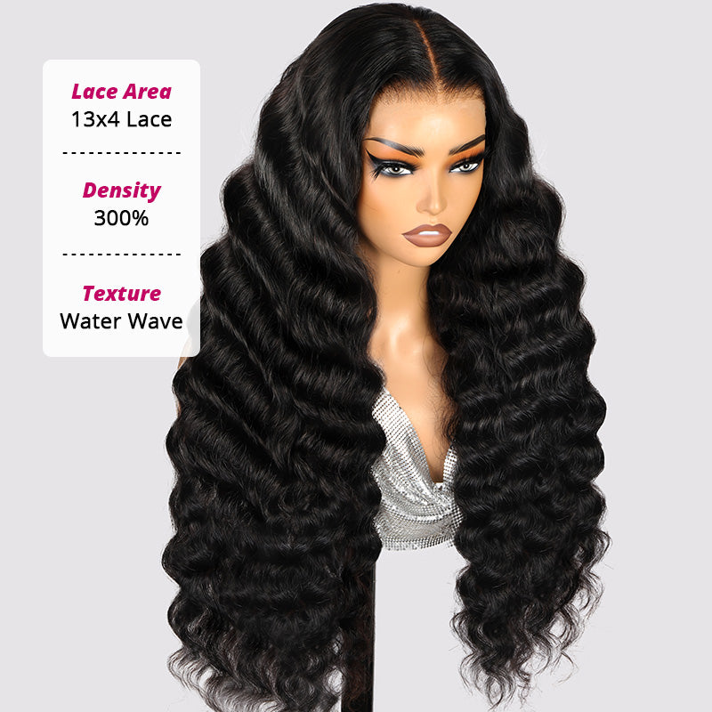 300% Density Luxury Loose Deep Wave Virgin Human Hair 13x4 Transparent HD Lace Front Wig Pre Plucked Hairline - AlloveHair