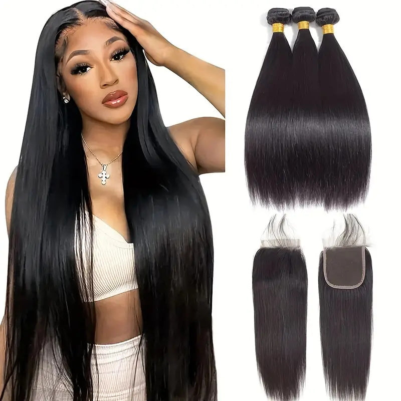 Achieve a flawless finish with Allove's Human Hair Bundles with Closure! Designed for sew-in installations, these premium bundles provide a seamless blend with your natural hair, ensuring a stunning look every time. Plus, with our overnight shipping option, you can enjoy your new hairstyle in no time! Elevate your hair weave game effortlessly with Allove Hair¡¯s top-quality bundles and experience luxurious results today!