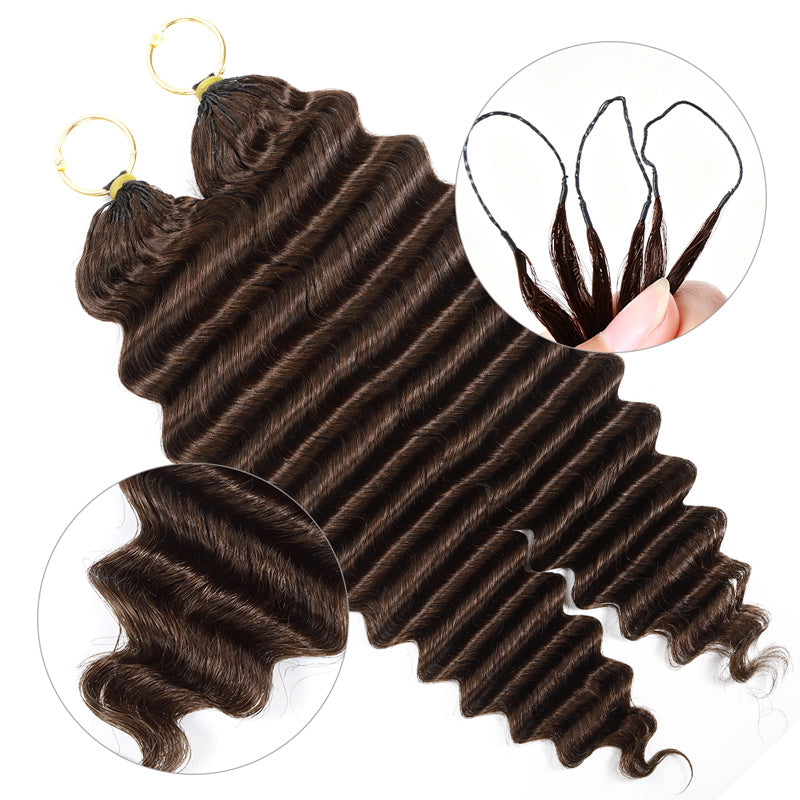 #4 Dark Brown Premium Deep Wave Crochet Human Hair Soft Defined Curls Easy Install - AlloveHair