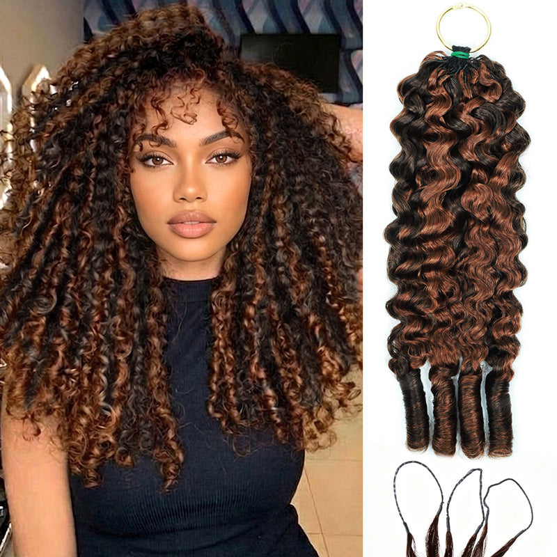P4/30 Highlight Brown Burmese Curly Crochet Human Hair Pre-Separated 50g/Pack - AlloveHair