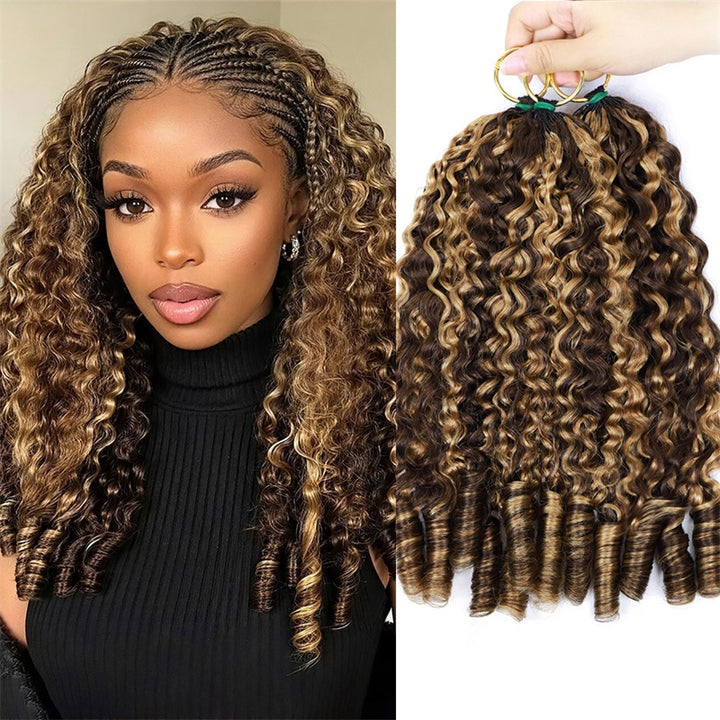 Highlight P4/27 Burmese Curly Feather Crochet Human Hair for Braiding Pre-Separated 100% Virgin Human Hair - AlloveHair