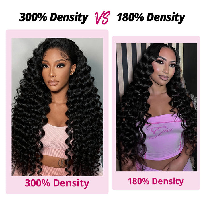 300% Density Luxury Loose Deep Wave Virgin Human Hair 13x4 Transparent HD Lace Front Wig Pre Plucked Hairline - AlloveHair