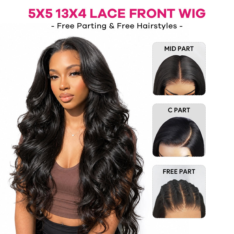 30 32 40 Inch Body Wave 5x5 13x4 HD Lace Front Wigs Human Hair Pre Plucked Pre Bleached Knots Glueless Wigs - AlloveHair