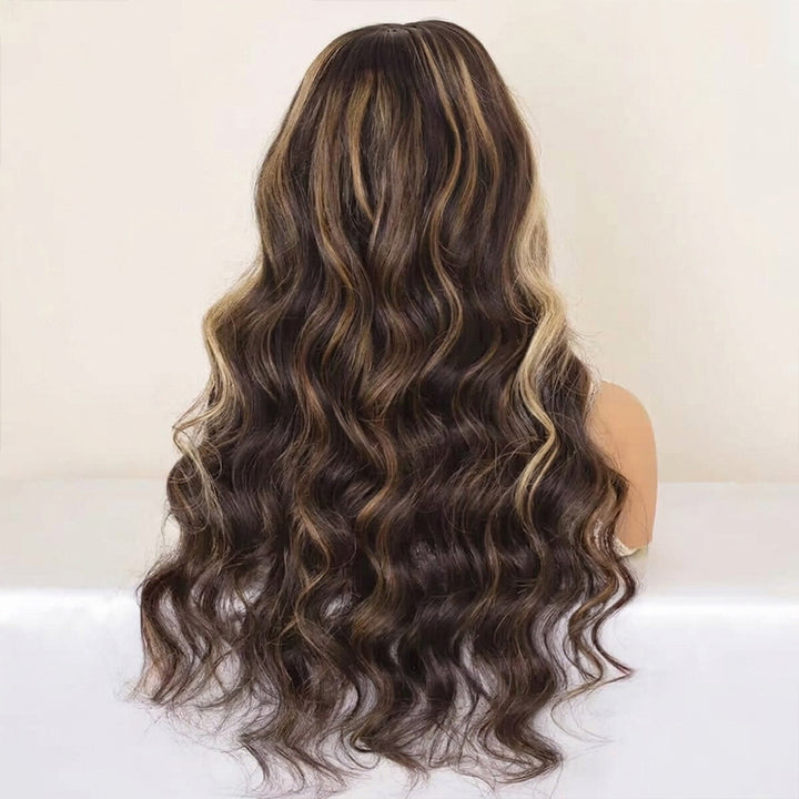 200 Density Glueless Balayage Highlight With Skunk Stripe Body Wave Wig Money Piece Highlight 13x4 13x6 HD Lace Front Wig Human Hair - AlloveHair