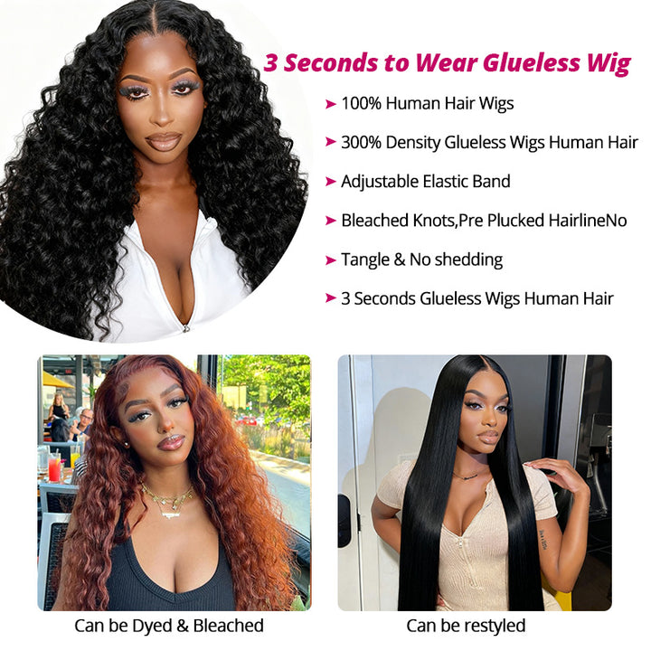 300% Density Long Water Wave 13x4 Lace Front Wig Pre Everything Glueless HD Lace Wigs - AlloveHair