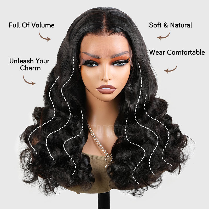 Allove 350% Density Bouncy Curl Wigs Super Double Drawn 13x4 HD Lace Front Wigs with Pre Plucked Hairline - AlloveHair