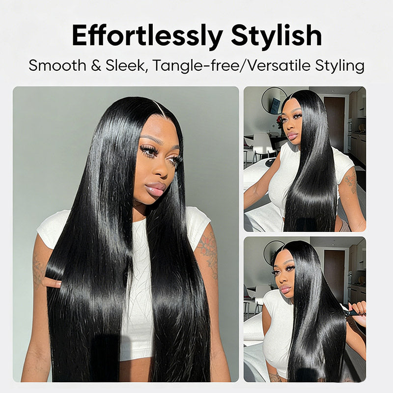 200% Density 5x5 Closure Wig Skin Melt HD Lace Straight Wig 100% Virgin Human Hair Wigs - AlloveHair