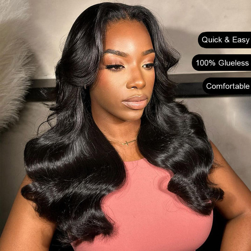 Face-Framing Curtain Bangs Body Wave Wig Glueless Ready To Go Wig 180% Density - AlloveHair