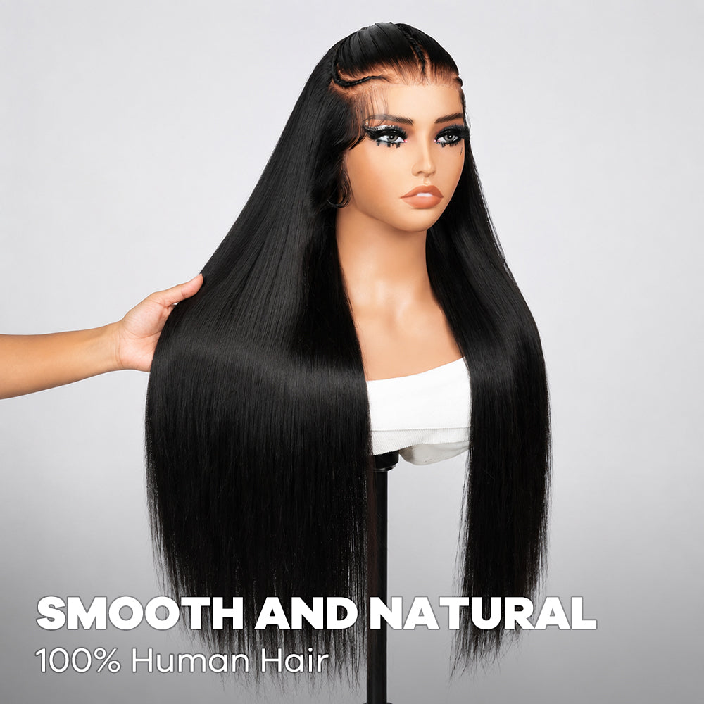Pre-Everything Glueless 13x4 13x6 HD Lace Frontal Wig Free Parting Pre Braided Straight Hairstyle Ready to Go Wigs - AlloveHair