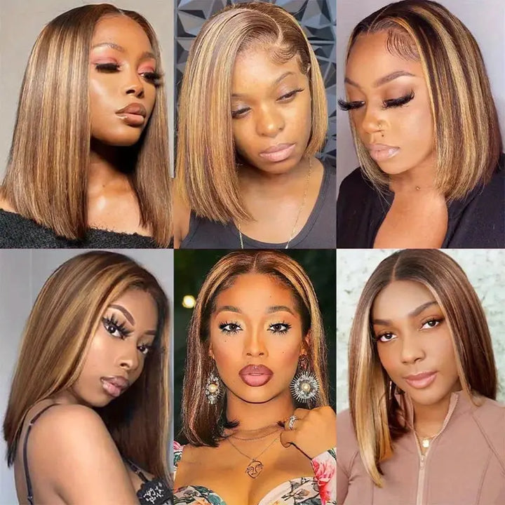 [ Halloween Deal - No Code Needed] Short Straight Bob Wigs 13x4 HD Lace Front Wigs Pre Plucked Glueless Human Hair Wig - AlloveHair
