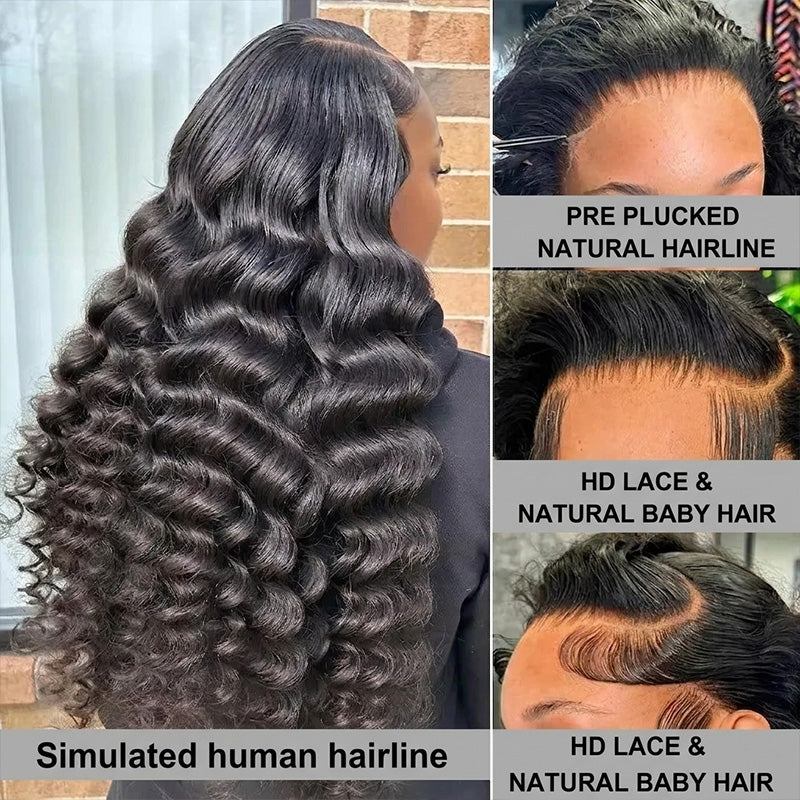 250% Density Real HD 13x6 Lace Frontal Wig 30 Inch Loose Deep Human Hair Wigs for Women - AlloveHair
