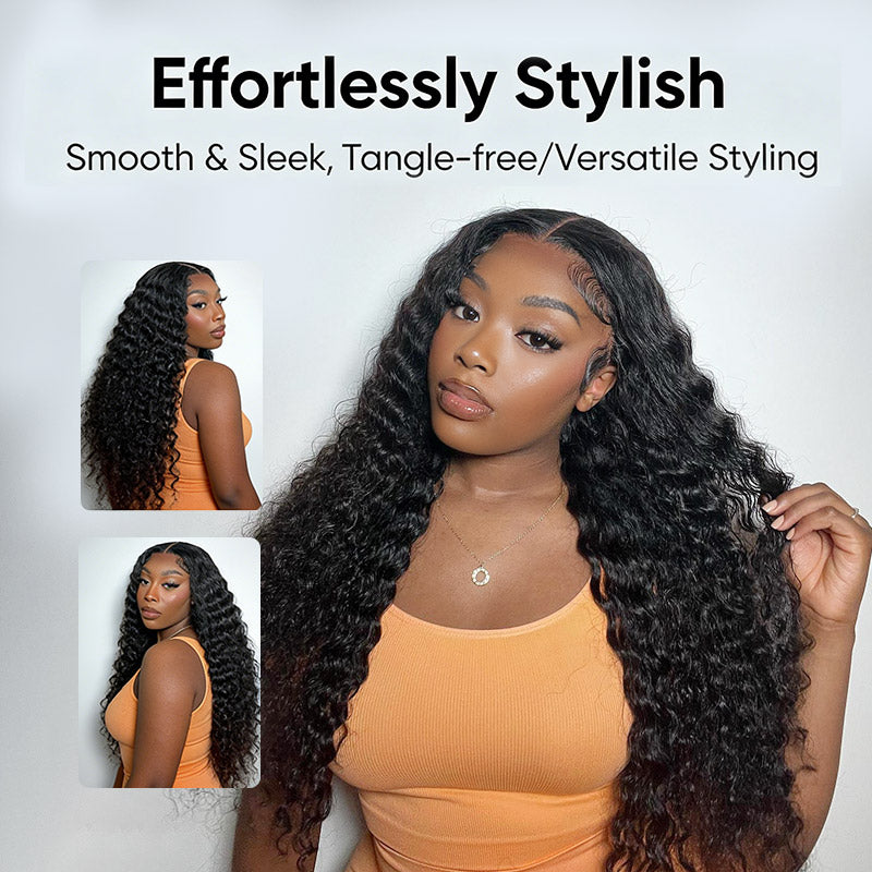 200% Density Deep Wave Wig Best 5x5 Lace Front Wigs Human Hair Glueless Wig No Glue Needed - AlloveHair