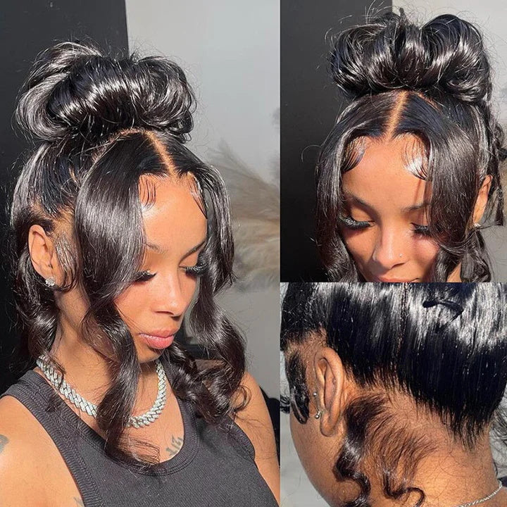 Allove Hair 360 Lace Front Human Hair Wigs Straight/Body Wave 180% Wig Pre Plucked With Baby Hair