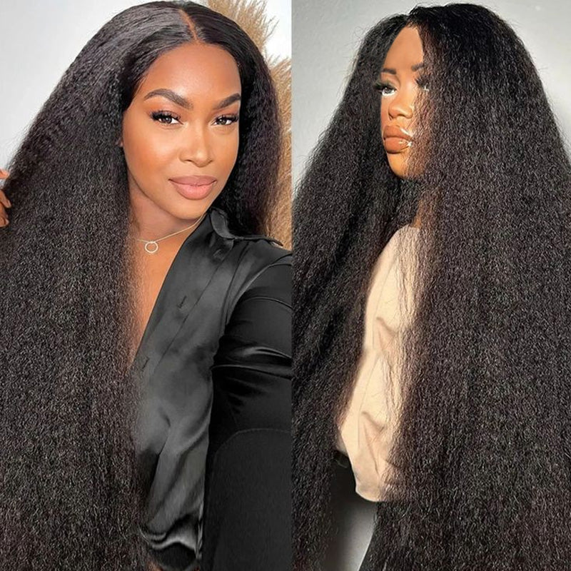 30 Inch Long Glueless Lace Wigs Kinky Straight Human Hair 5x5 Lace Closure Wigs Wear And Go Wigs - AlloveHair