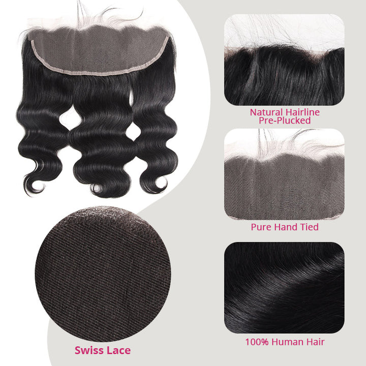 Allove 15A Luxurious 3 Bundles with Frontal Brazilian Body Wave Hair Bundles with 13x6 Lace Front Closure - AlloveHair