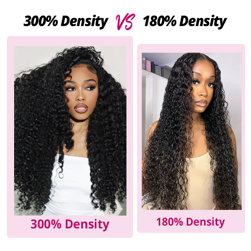300% Density Curly Hair Glueless 13x4 Full Lace Front Wigs Super Double Drawn Virgin Human Hair - AlloveHair