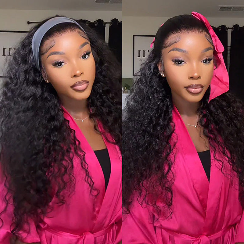 Water Wave Invisi-String Snug Fit 360 HD Lace Frontal Wig Pre Bleached Glueless Wig - AlloveHair