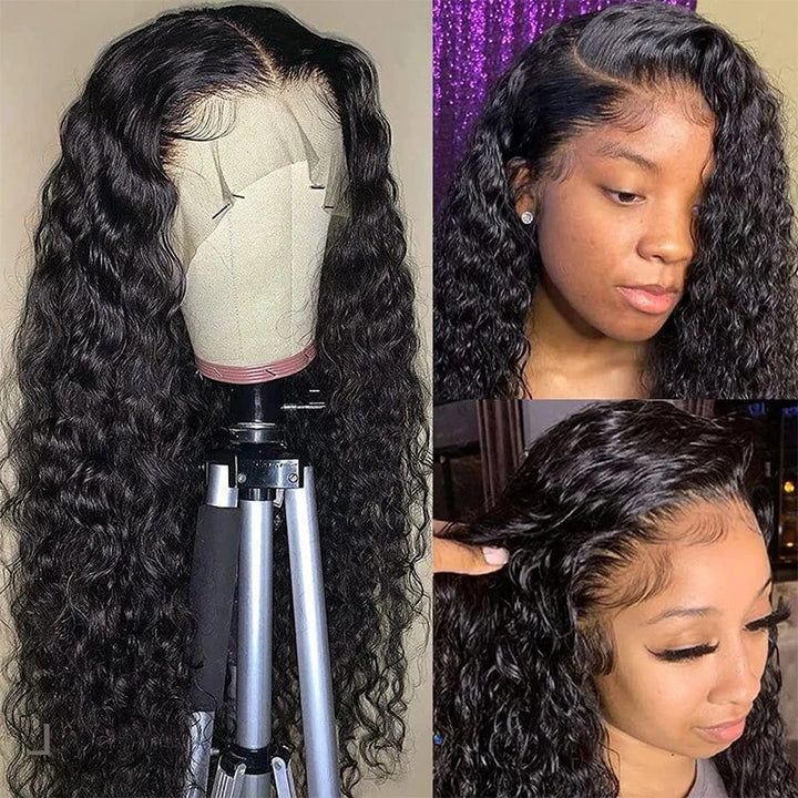250% Density Water Wave 13x6 Full Lace Frontal Wig Pre-Everything Glueless Wig 30 Inch - AlloveHair