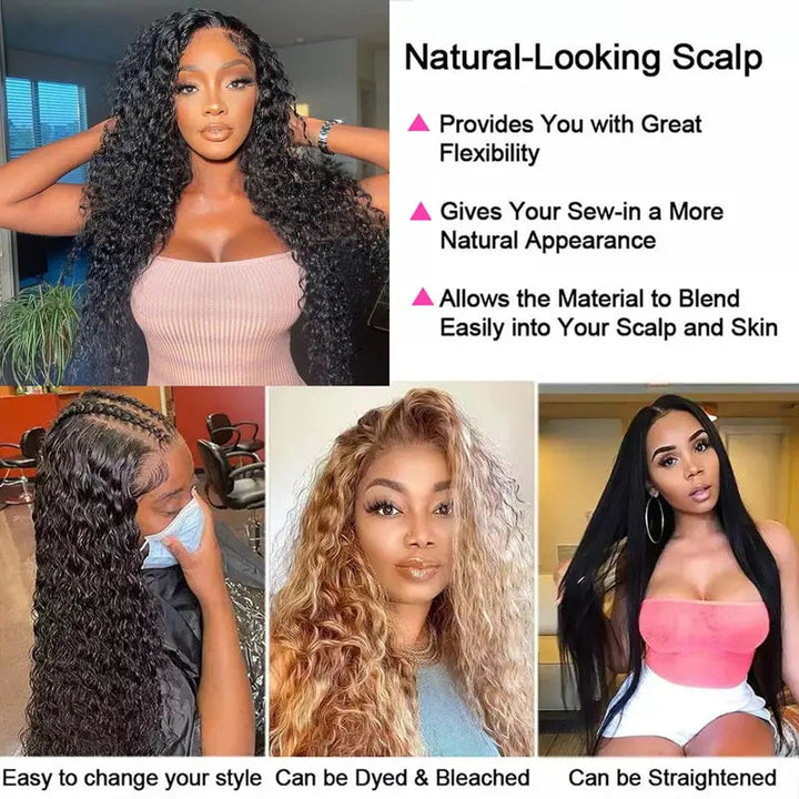 Wear And Go 13x4 Kinky Curly HD Invisible Glueless Lace Front Wig Virgin Human Hair 200% Density