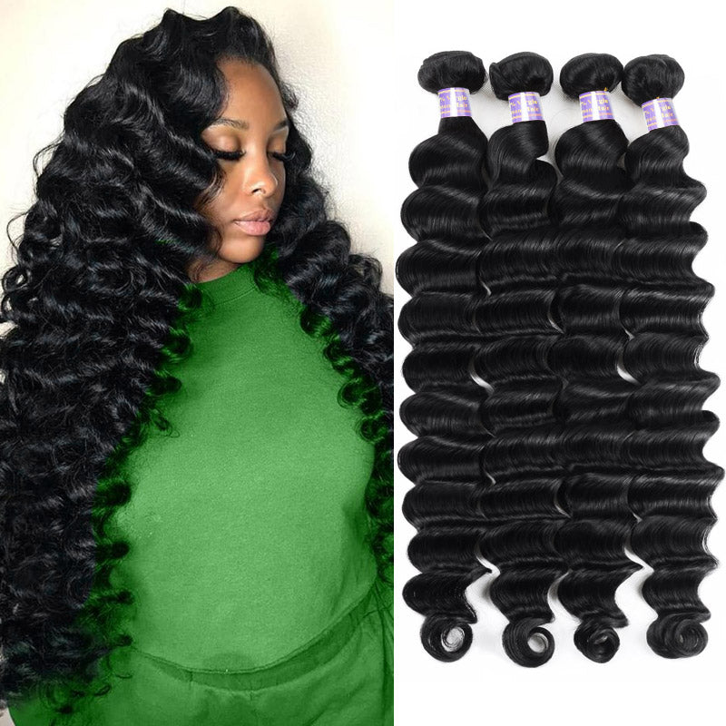 Allove Hair Brazilian Loose Deep Wave 4 Bundles Virgin Hair - AlloveHair