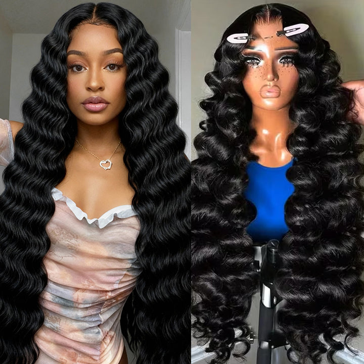 360 Glueless Lace Frontal Wig 180% Density Loose Deep Wave Virgin Human Hair Wigs - AlloveHair