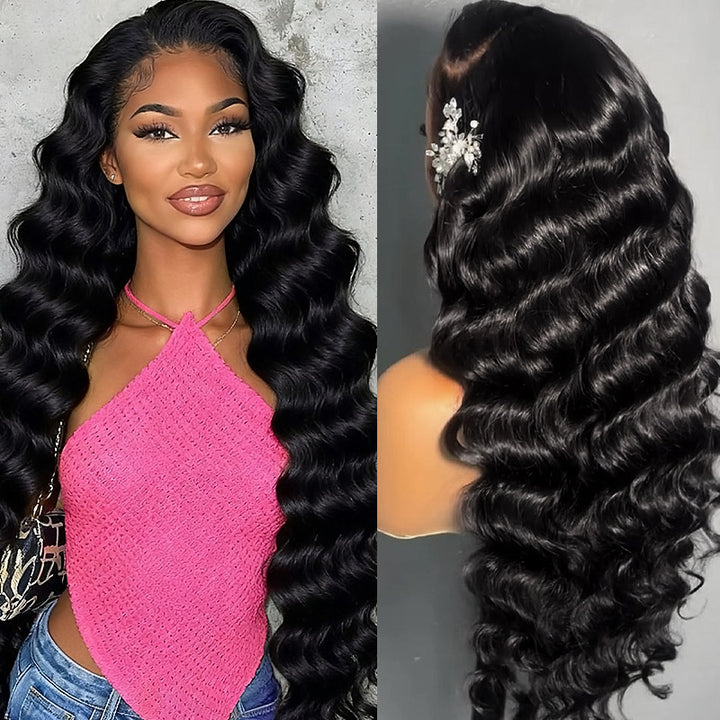 3 Cap Sizes | Allove Crimps Curls Loose Deep Wave 13x4 HD Lace Front Wig - AlloveHair