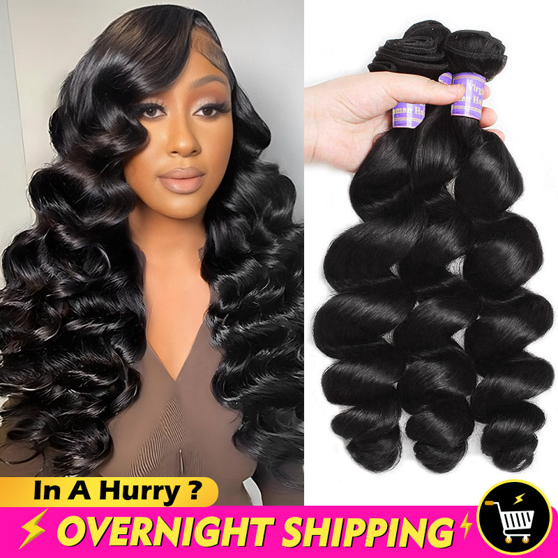 Overnight Shipping  3 Bundles Loose Wave Human Hair Extensions - AlloveHair