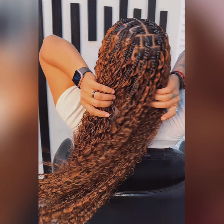 Allove #33 Reddish Brown Water Wave Braiding Hair Full to Ends Bulk Human Hair with Bouncy Defined Curls