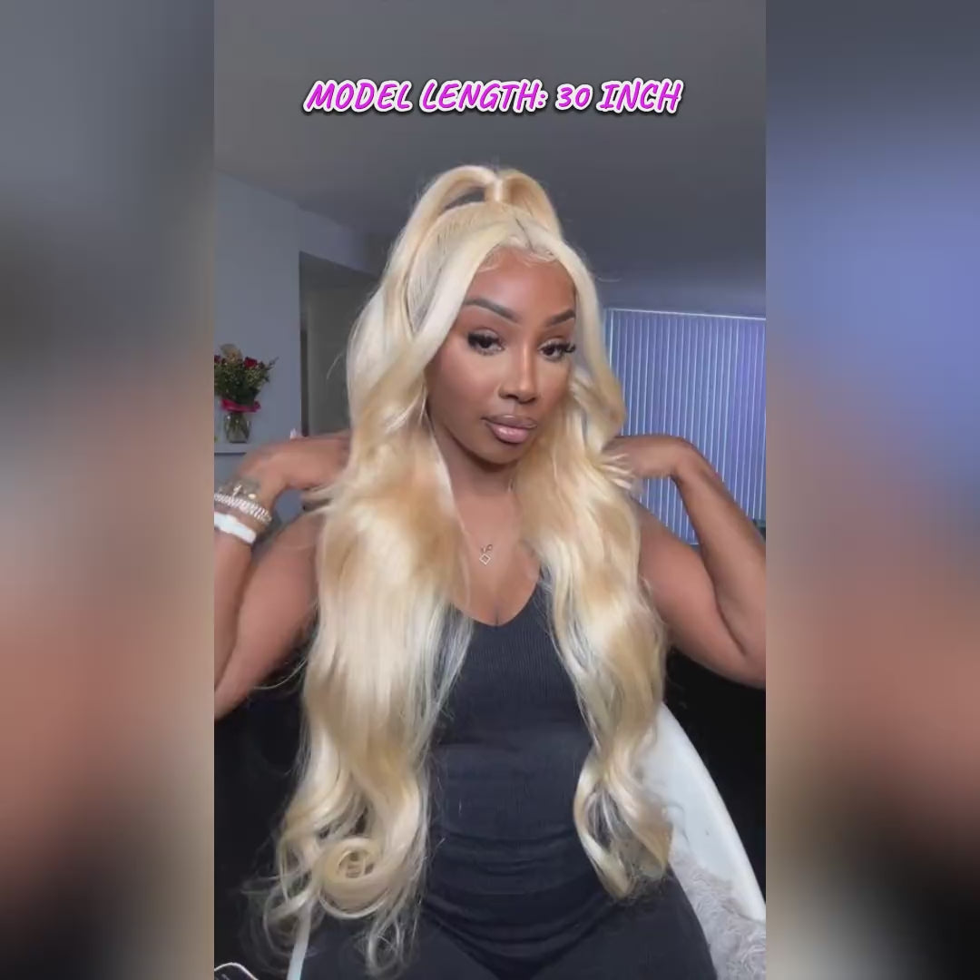 38 40 Inch 250% Density 613 Blonde 13*4 HD Glueless Lace Front Wig Body Wave Human Hair