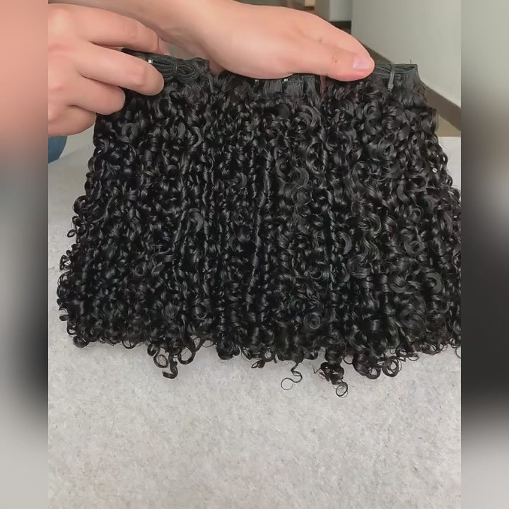 Allove 12A Burmese Pixie Curly Raw Human Hair 1/3/4 Bundles Pixie Curls Human Hair Extensions