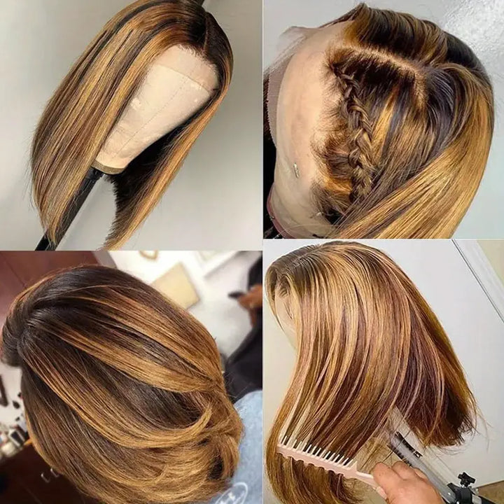 [ Halloween Deal - No Code Needed] Short Straight Bob Wigs 13x4 HD Lace Front Wigs Pre Plucked Glueless Human Hair Wig - AlloveHair