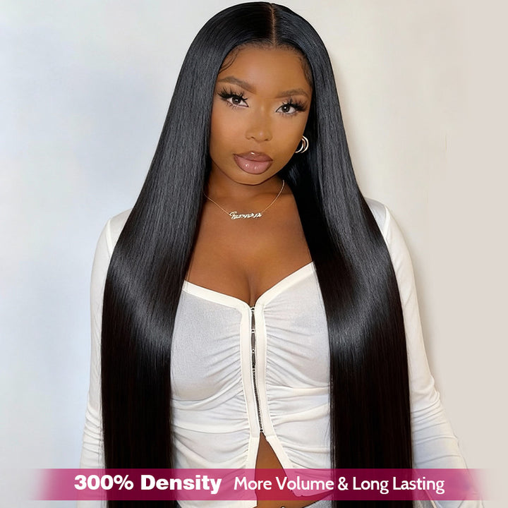 300% Density Silky Straight Ear-to-Ear 13x4 HD Full Lace Front Wig 100% Glueless All-Day Comfort Wig - AlloveHair