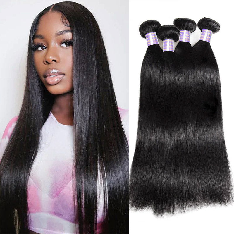 Allove Straight Hair Bundles Bone Straight Human Hair Bundles 30 inch Virgin Hair Bundles Brazilian Weave Human Hair Extensions - AlloveHair